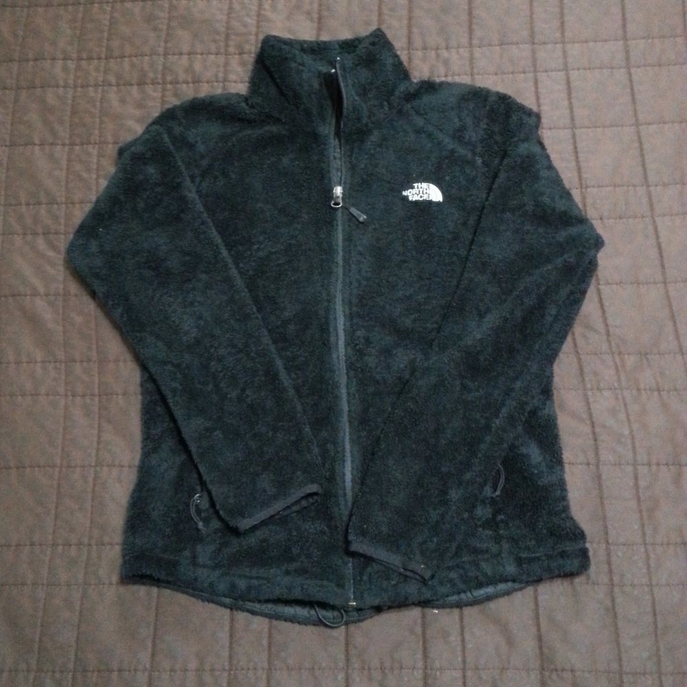 The North Face Jacket Fleece Sweater Sherpa Velour Womens Small Black Zip - Picture 1 of 15